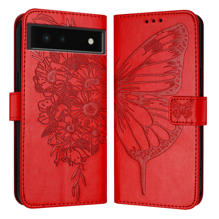 For Google Pixel 6 Embossed Butterfly Leather Phone Case