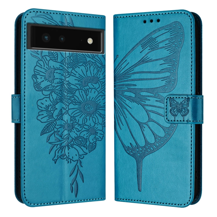 For Google Pixel 6 Embossed Butterfly Leather Phone Case