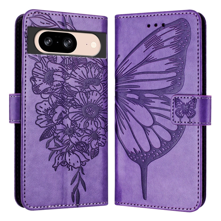 For Google Pixel 8 Embossed Butterfly Leather Phone Case