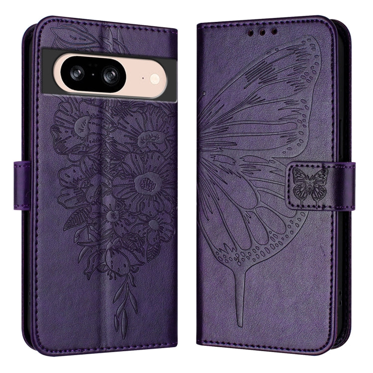 For Google Pixel 8 Embossed Butterfly Leather Phone Case