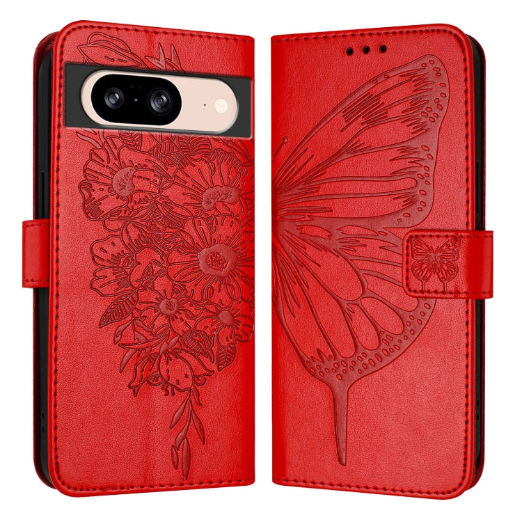 For Google Pixel 8 Embossed Butterfly Leather Phone Case