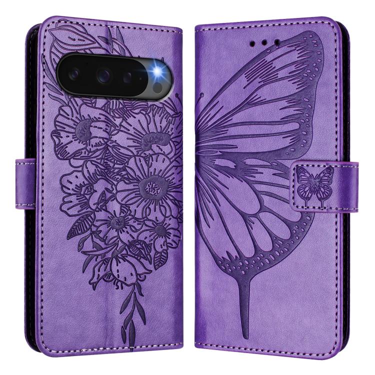 For Google Pixel 10 / 10 Pro+ Embossed Butterfly Leather Phone Case