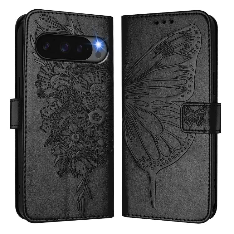For Google Pixel 10 Pro XL Embossed Butterfly Leather Phone Case