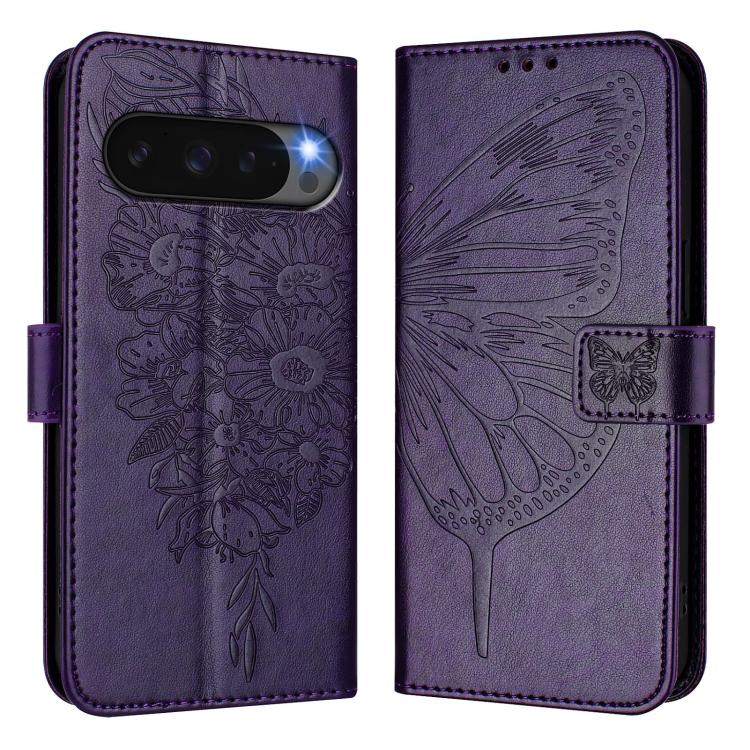 For Google Pixel 10 Pro XL Embossed Butterfly Leather Phone Case