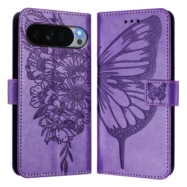 For Google Pixel 11 Pro XL Embossed Butterfly Leather Phone Case