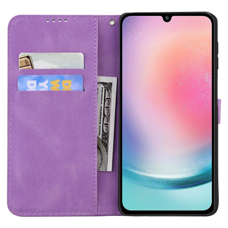 For Samsung Galaxy A56 5G Retro Skin Feel Butterflies Embossing Horizontal Flip Leather Phone Case