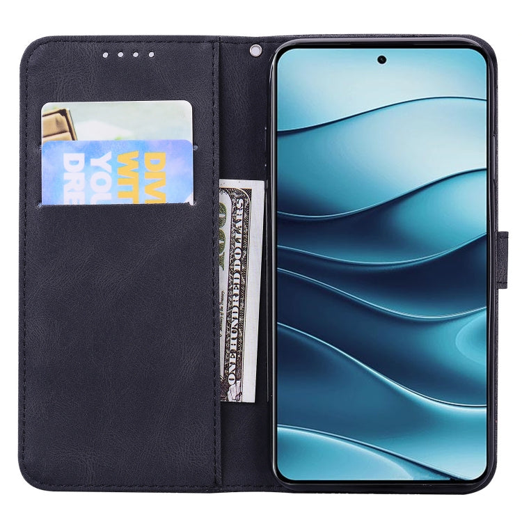 For Redmi Note 14 5G Retro Skin Feel Butterflies Embossing Horizontal Flip Leather Phone Case