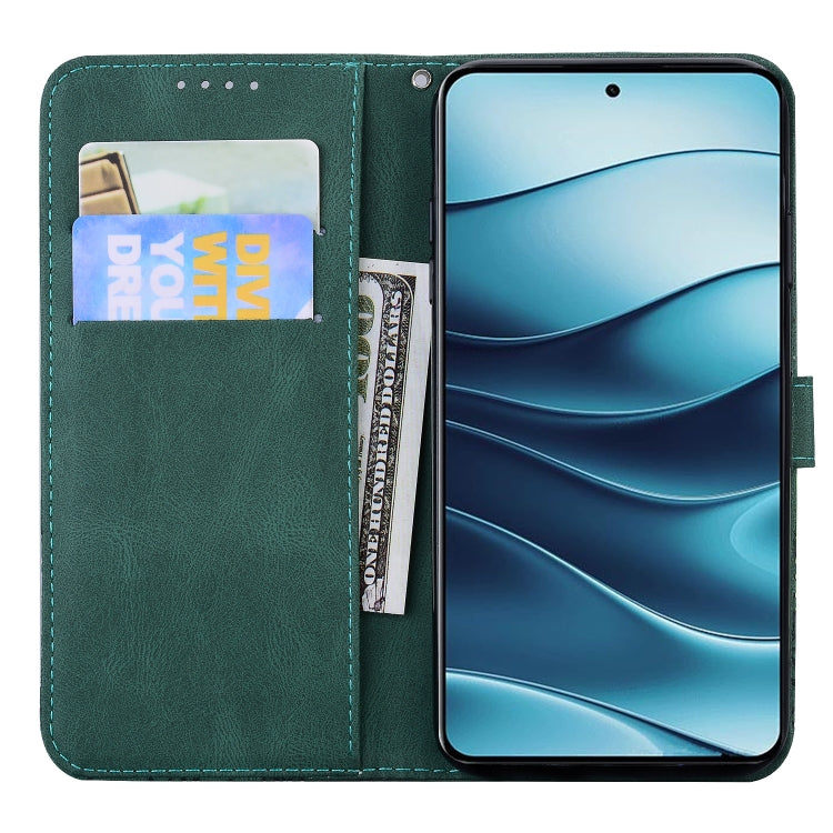 For Redmi Note 14 5G Retro Skin Feel Butterflies Embossing Horizontal Flip Leather Phone Case
