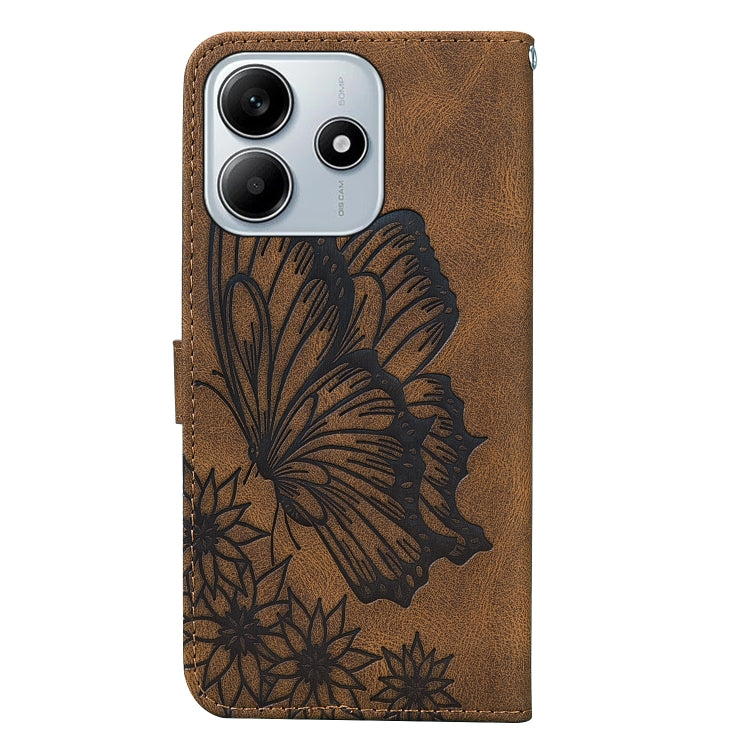 For Redmi Note 14 5G Retro Skin Feel Butterflies Embossing Horizontal Flip Leather Phone Case