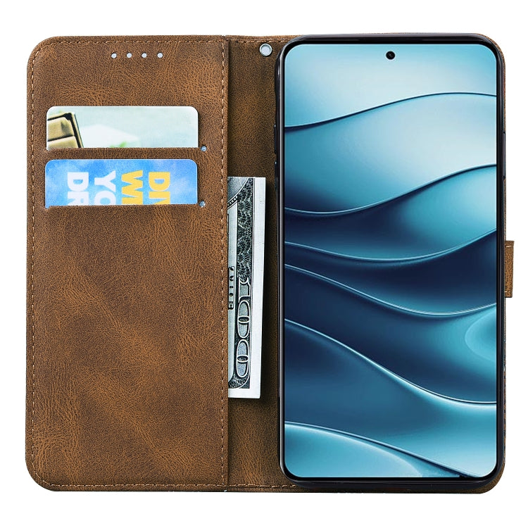 For Redmi Note 14 5G Retro Skin Feel Butterflies Embossing Horizontal Flip Leather Phone Case