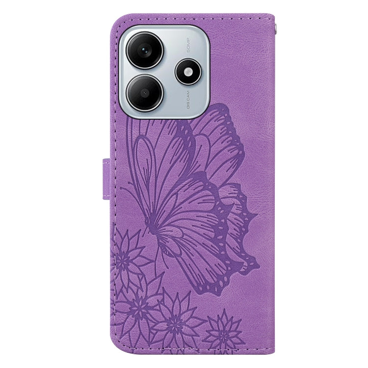 For Redmi Note 14 5G Retro Skin Feel Butterflies Embossing Horizontal Flip Leather Phone Case