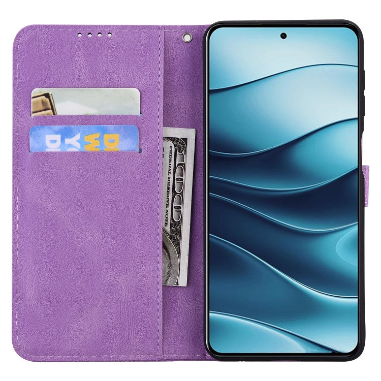 For Redmi Note 14 5G Retro Skin Feel Butterflies Embossing Horizontal Flip Leather Phone Case