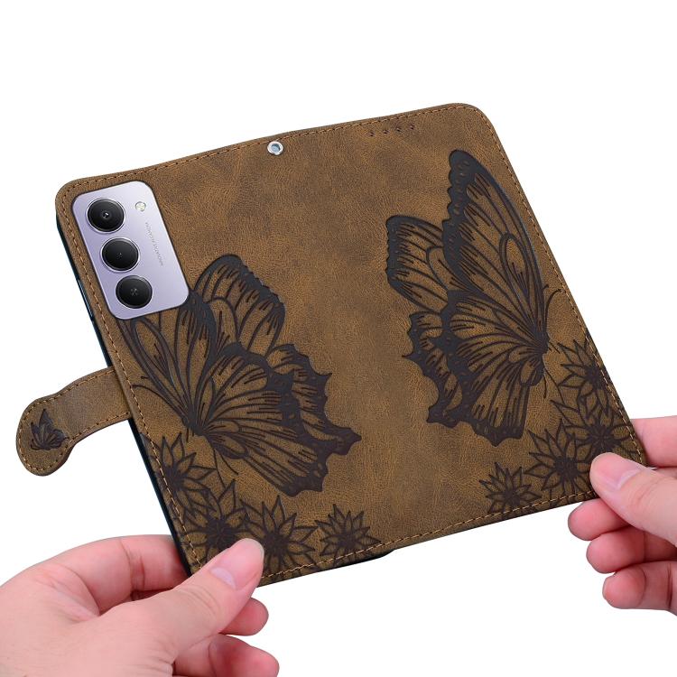 For Redmi 15 5G Global / 4G SEA 169.5mm Retro Skin Feel Butterflies Embossing Horizontal Flip Leather Phone Case