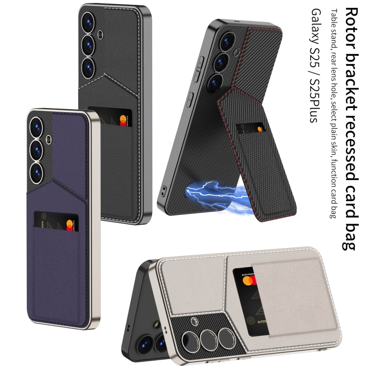 For Samsung Galaxy S25 5G GKK Rotor Bracket Recessed Card Bag Full Coverage Phone Case