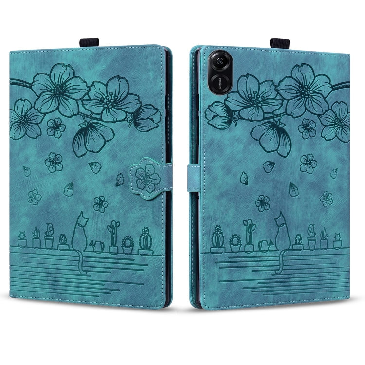 For Honor Pad X8a / X8b Cartoon Sakura Cat Embossed Leather Tablet Case
