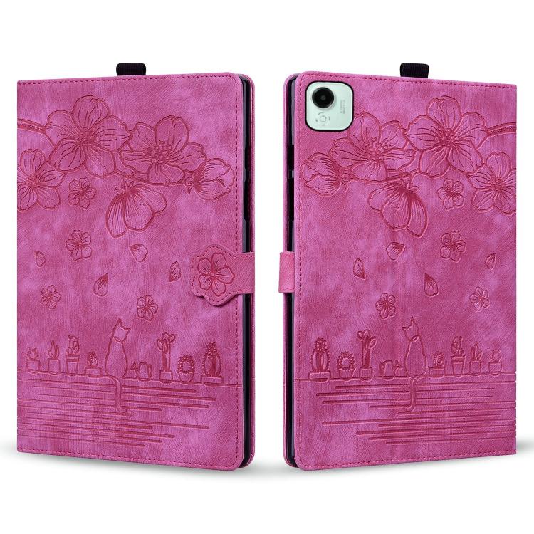 For Honor Pad X9a / X9 Pro Cartoon Sakura Cat Embossed Leather Tablet Case