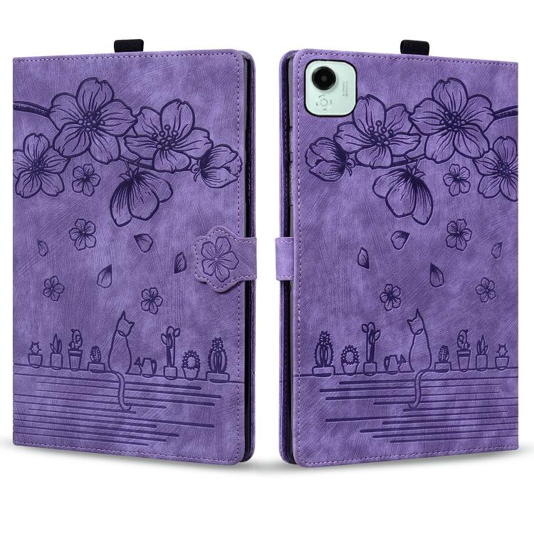 For Honor Pad X9a / X9 Pro Cartoon Sakura Cat Embossed Leather Tablet Case