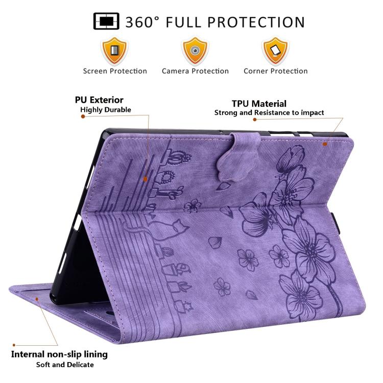 For Honor Pad X9a / X9 Pro Cartoon Sakura Cat Embossed Leather Tablet Case