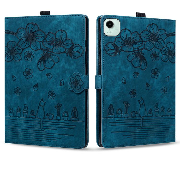For Honor Pad X9a / X9 Pro Cartoon Sakura Cat Embossed Leather Tablet Case