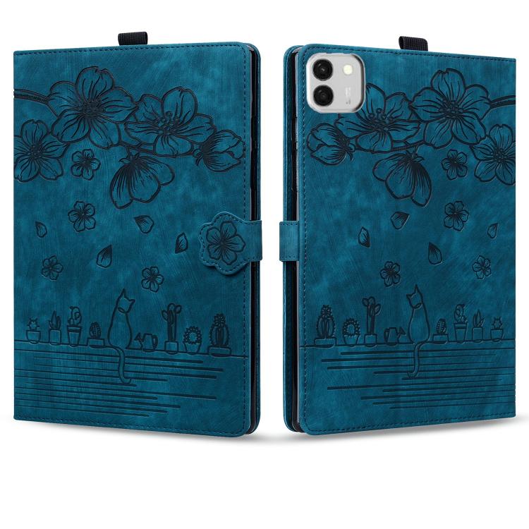 For Honor MagicPad4 / 3 Pro 12.3 2026  Cartoon Sakura Cat Embossed Leather Tablet Case