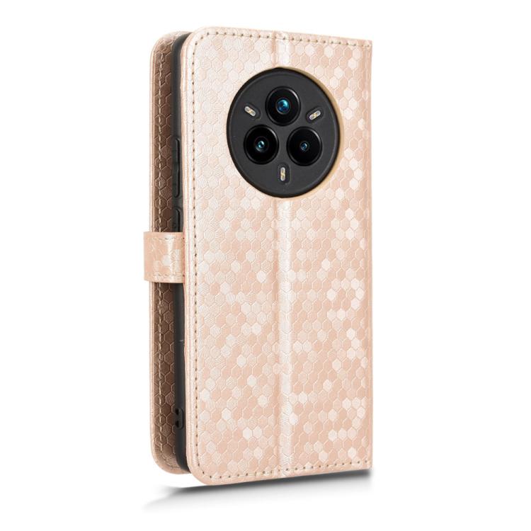 For Realme 14 Pro Honeycomb Dot Texture Leather Phone Case