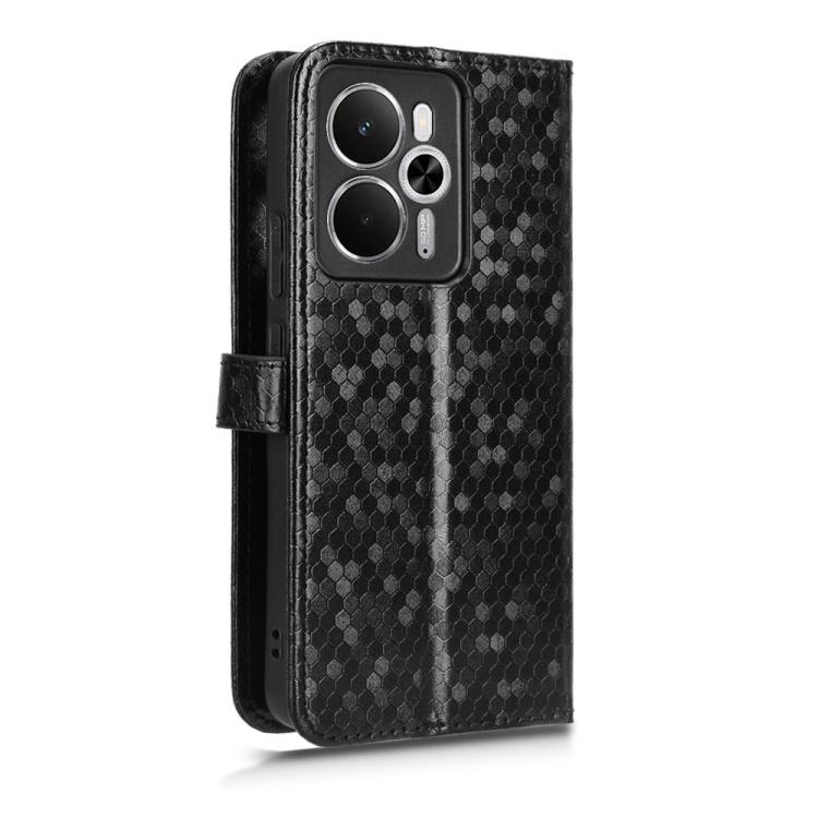 For Realme 14 5G Honeycomb Dot Texture Leather Phone Case