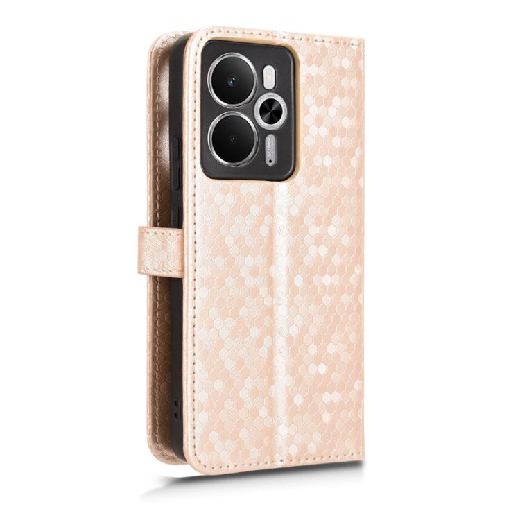 For Realme 14 5G Honeycomb Dot Texture Leather Phone Case