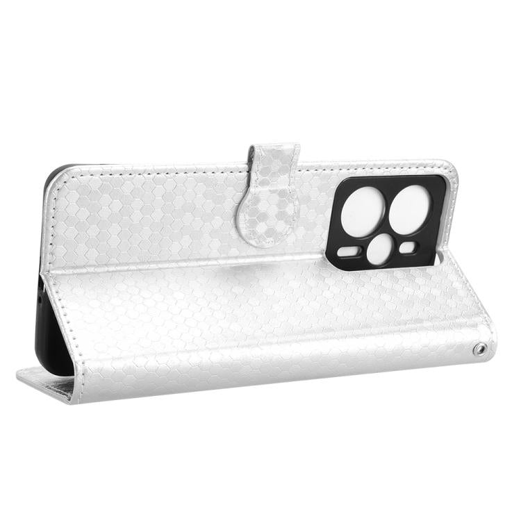 For Realme 14 5G Honeycomb Dot Texture Leather Phone Case