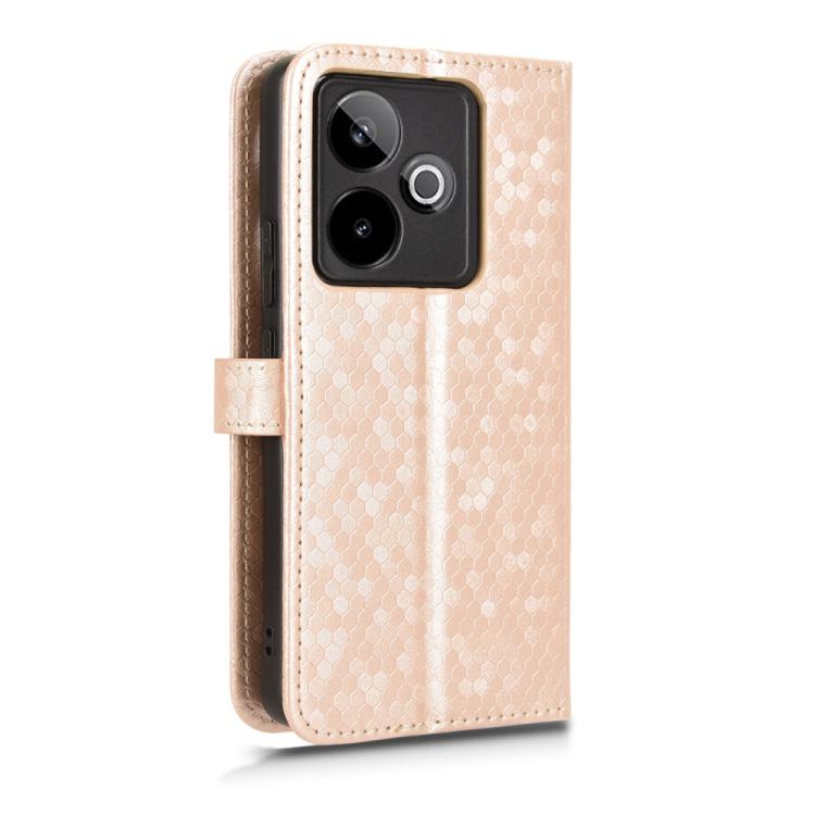 For Realme GT 7 5G Global Honeycomb Dot Texture Leather Phone Case