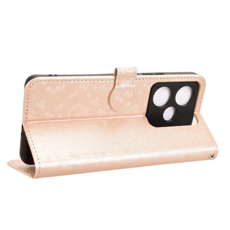 For Realme GT 7 5G Global Honeycomb Dot Texture Leather Phone Case