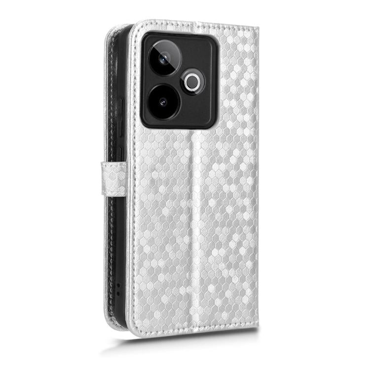 For Realme GT 7 5G Global Honeycomb Dot Texture Leather Phone Case