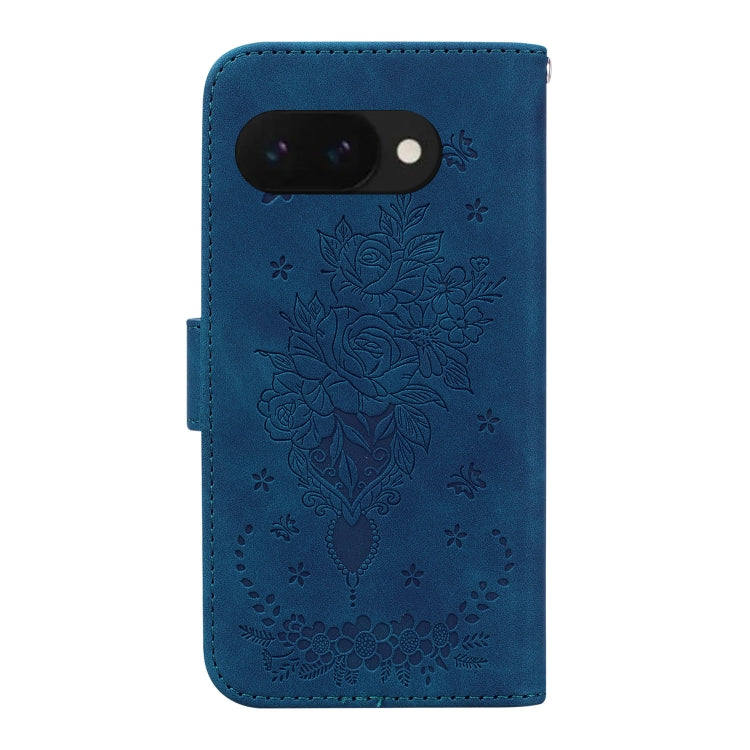 For Google Pixel 9a Butterfly Rose Embossed Leather Phone Case