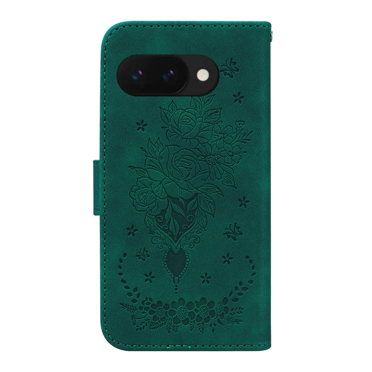 For Google Pixel 9a Butterfly Rose Embossed Leather Phone Case