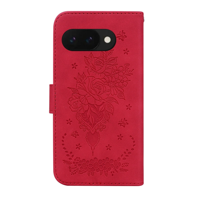 For Google Pixel 9a Butterfly Rose Embossed Leather Phone Case