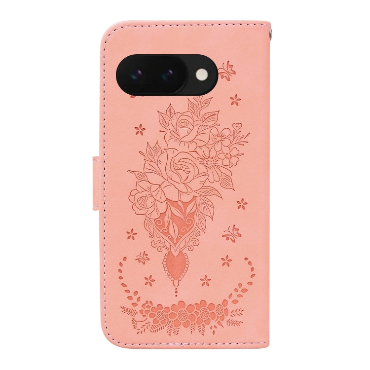 For Google Pixel 9a Butterfly Rose Embossed Leather Phone Case