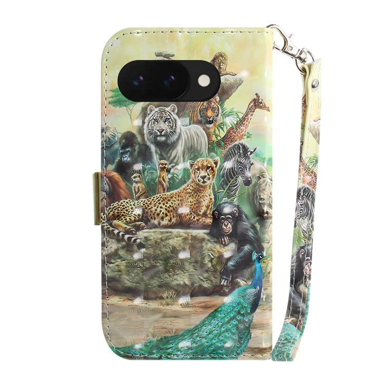 For Google Pixel 9a 3D Colored Flip Leather Phone Case