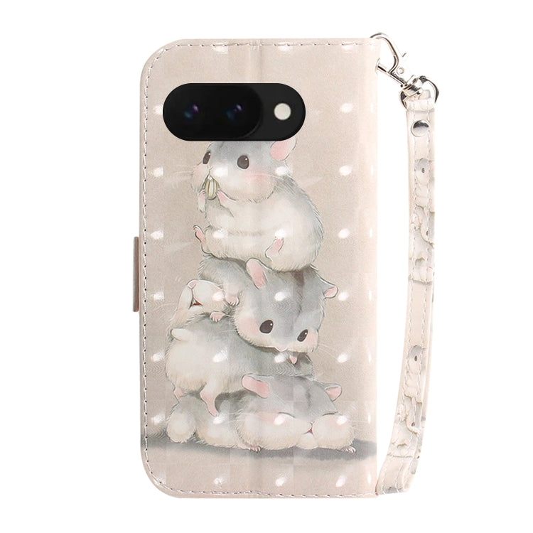 For Google Pixel 9a 3D Colored Flip Leather Phone Case