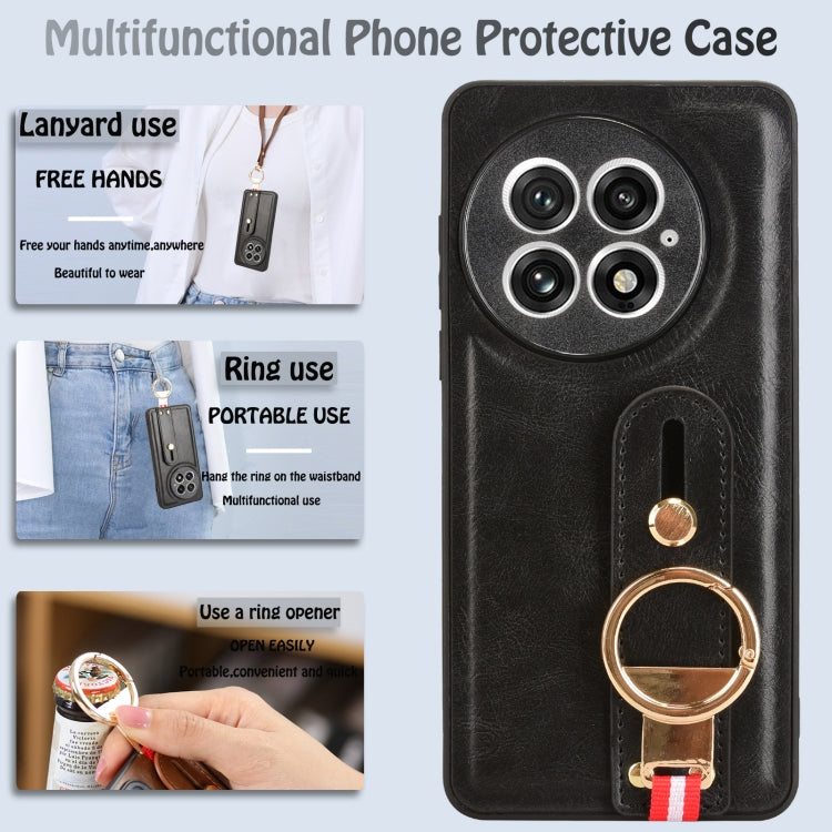 For OnePlus 13 Wristband Leather Back Phone Case