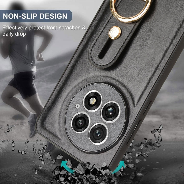 For OnePlus 13 Wristband Leather Back Phone Case