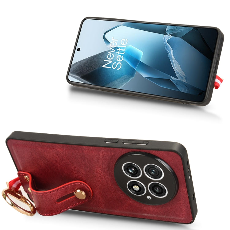 For OnePlus 13 Wristband Leather Back Phone Case