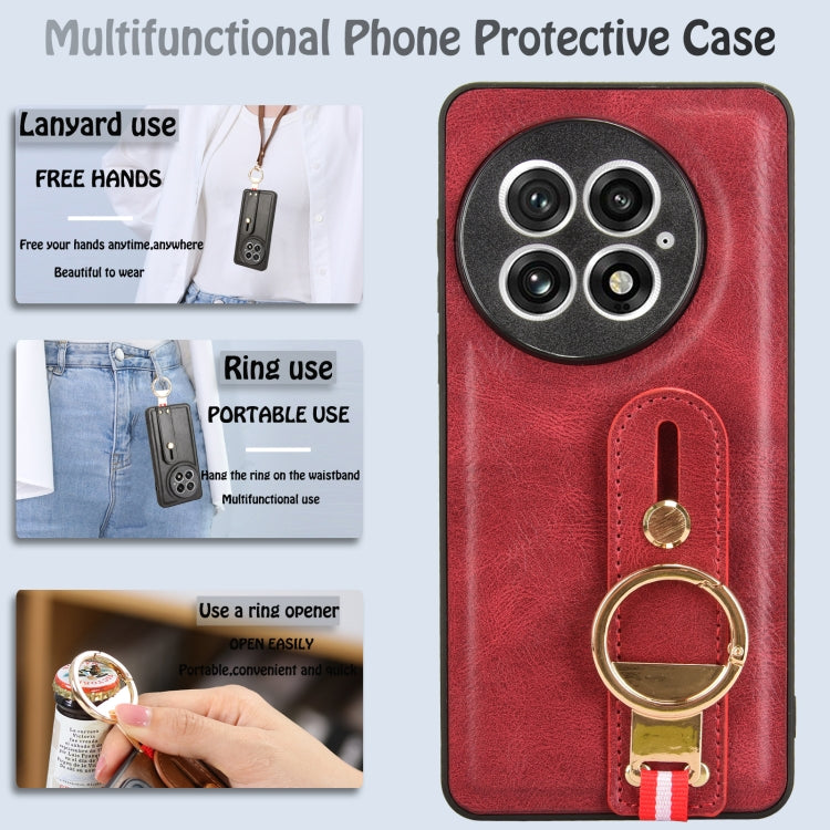 For OnePlus 13 Wristband Leather Back Phone Case