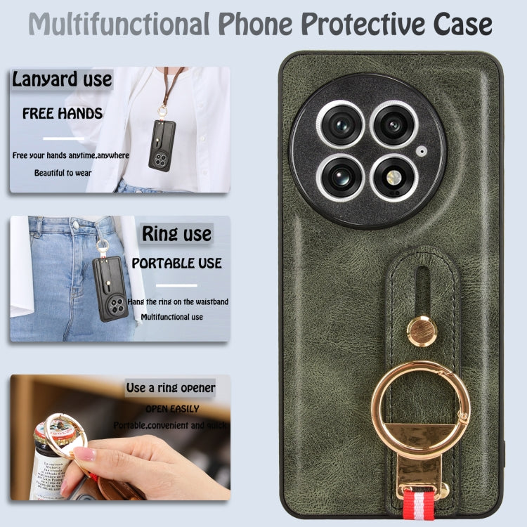 For OnePlus 13 Wristband Leather Back Phone Case