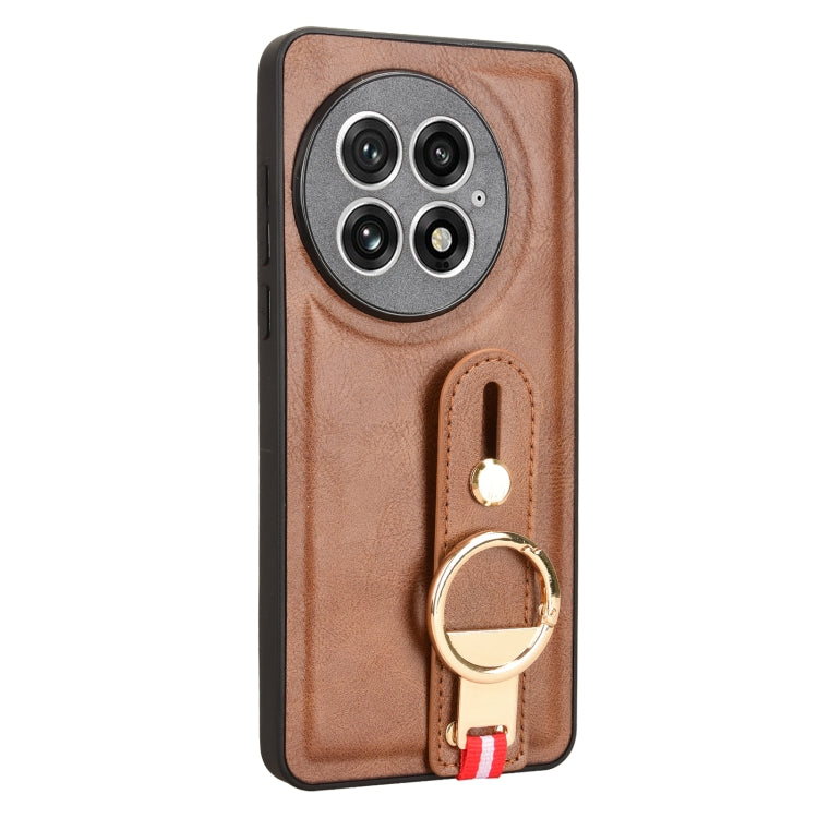 For OnePlus 13 Wristband Leather Back Phone Case