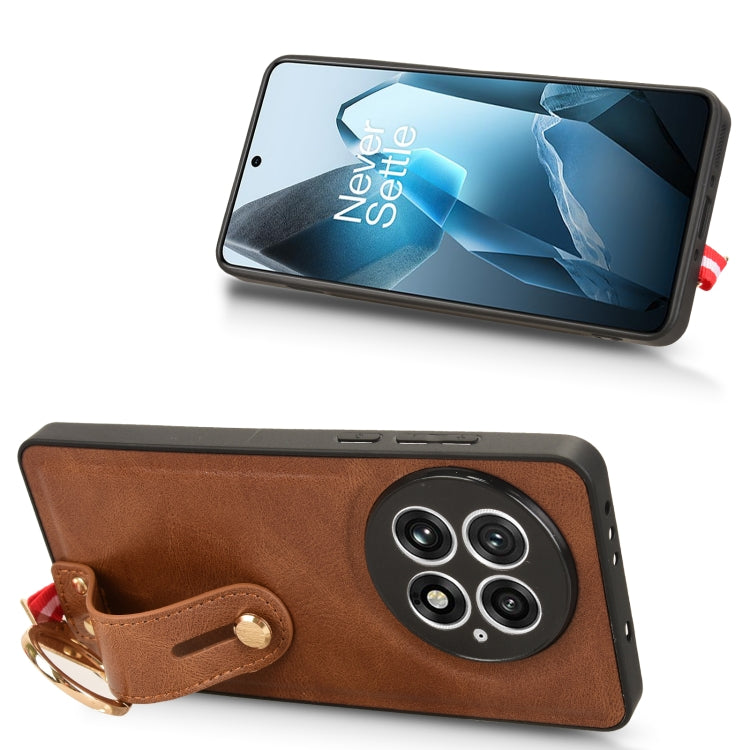 For OnePlus 13 Wristband Leather Back Phone Case