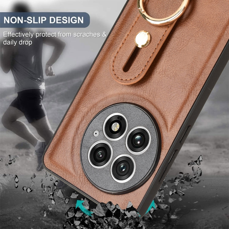 For OnePlus 13 Wristband Leather Back Phone Case