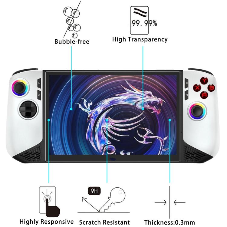 For MSI Claw 8 AI+ 25pcs 9H 0.3mm Explosion-proof Tempered Glass Film