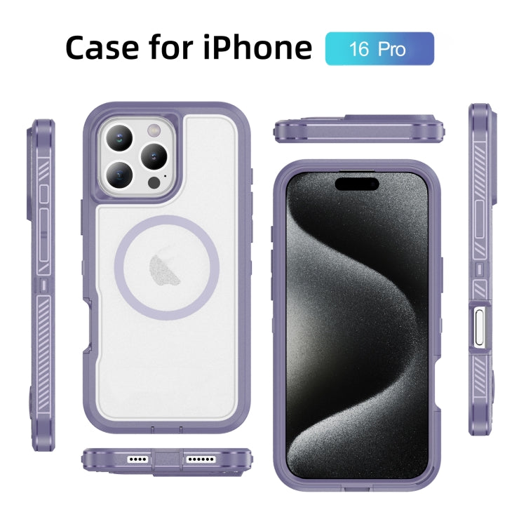 For iPhone 16 Pro Guard Magsafe Magnetic Ring Matte Phone Case