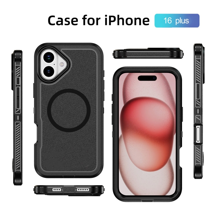 For iPhone 16 Plus Guard Magsafe Magnetic Ring Matte Phone Case