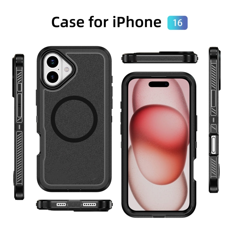 For iPhone 16 Guard Magsafe Magnetic Ring Matte Phone Case