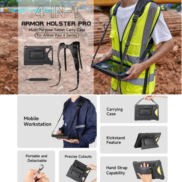 For Ulefone Armor Pad 4 Series Ulefone 4 in 1 Multi-purpose Tablet Carry Case - Black